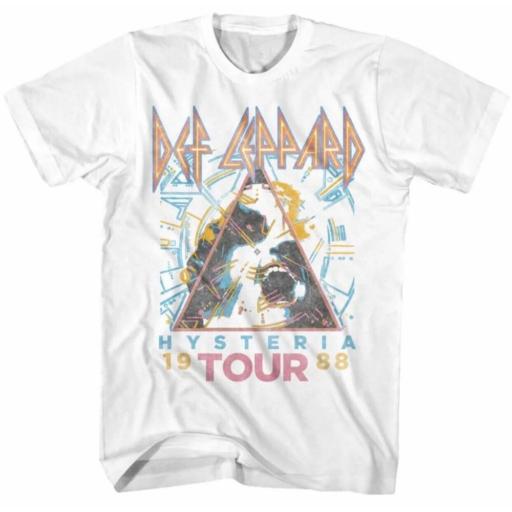 Def Leppard Hysteria Album Tour 1988 Men's T Shirt Hair Metal Rock Band Concert